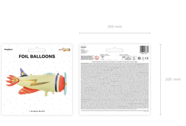 XXL Folienballon Figur - Flugzeug - 91cm x 39 cm